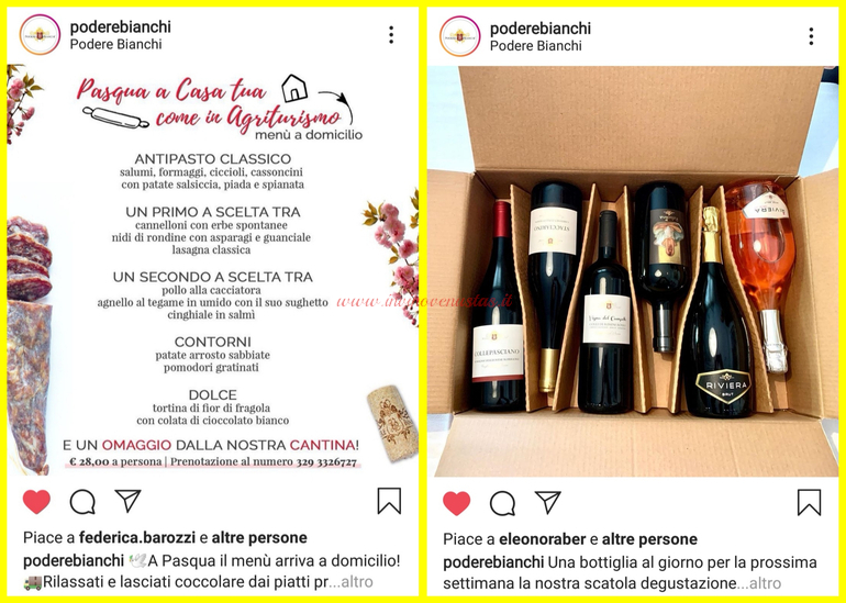 Podere Bianchi Rimini consegne a domicilio vino e menù Pasqua 2020