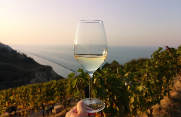 Calice di vino al tramonto vista mare - Brindisi al ritrono degli eventi del vino
